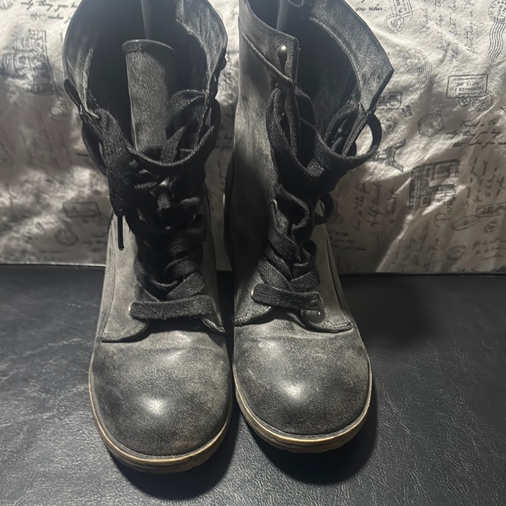 Madden Girl Black Combat Boots with Lace-Up Style